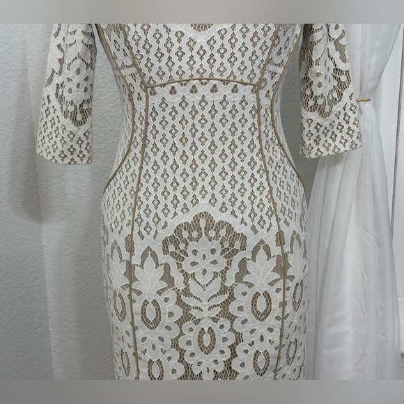 NEW Antonio Melani Bettye Ivory Beachwood Lace 3/4 Sleeve Sheath Dress Size 2 - Picture 3 of 11
